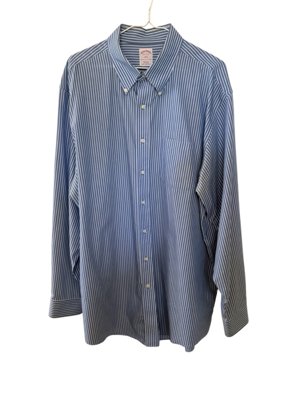 Brooks Brothers Men’s Button Down Dress Shirt Striped Blue & White Size 17.5